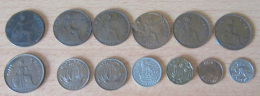 Grande-Bretagne - 7 X One Penny 1897 à 1946 - B à SUP - Half Penny 1943/1948 - Shilling 1949 - Farthing 1948, Etc... - Andere & Zonder Classificatie