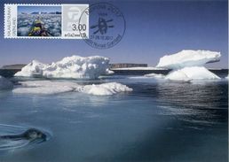 GREENLAND GROENLAND (2017) - Carte Maximum Card ATM - Harp Seal In Greenlandic Waters, Phoque, Iceberg, Kayak  - NORDIA - Distributori