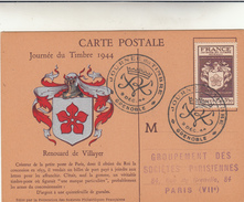 Journée Du Timbre 1944, Carte Postale. Renouard De Villayer. Grenoble - Autres & Non Classés