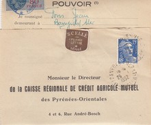 1952 POUVOIR CAISSE RÉGIONALE CRÉDIT AGRICOLE MUTUEL PYRENEES-ORIENTALES -T. FISCAL 80F - BANYULS/MER /1 - Briefe U. Dokumente