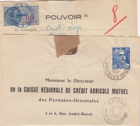 1952 POUVOIR CAISSE RÉGIONALE CRÉDIT AGRICOLE MUTUEL PYRENEES-ORIENTALES -T. FISCAL 80F - BAIXAS /1 - Covers & Documents