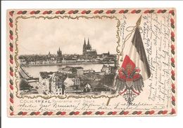 Köln. Panorama Mit Deutz. Fahne-Wappen-Prägekarte - Koeln