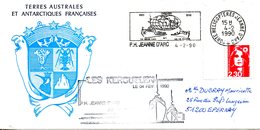 FRANCE. Enveloppe Commémorative De 1990. Porte-hélicoptères Jeanne D'Arc Aux Kerguelen. - Navires & Brise-glace