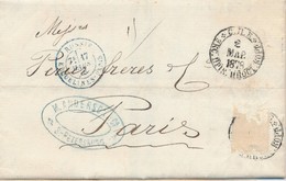 LAC N°1052 - RUSSIE/ERQUELINES-PARIS (Bleu) - 17/3/78 - De St Petersbourg - Pr PARIS - (Timbre ôté) - B/TB - 1801-1848: Précurseurs XIX