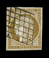 O N°1b - 10c Bistre Verdâtre - Signé A. Brun - TB - 1849-1850 Cérès
