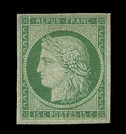 * N°2 - 15c Vert - Restauré - B - 1849-1850 Ceres