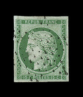 O N°2 - 15c Vert - Obl. Étoile Muette - Pli Horiz. - TB D'aspect - 1849-1850 Ceres