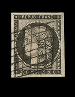 O N°3c - Gris Noir - Signé Roumet - TB - 1849-1850 Cérès