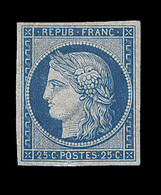** N°4 - 25c Bleu - Infime Fente Ds La Marge Sous Le "O" De Postes - Signé Maury - B - 1849-1850 Cérès