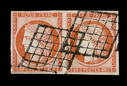 O N°5 - 40c Orange - Paire - Signé BRUN - TB - 1849-1850 Cérès