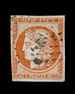 O N°5d - 40c Orange - "4 Retouché" - Obl. PC 74 - Fente Et Au Filet Ds Un Angle - 1849-1850 Cérès