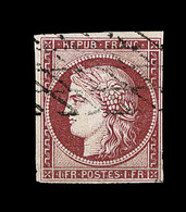 O N°6 - 1F Carmin - Obl. Grille Sans Fin - Léger Clair En Marge - Sinon Asp. TB - 1849-1850 Cérès