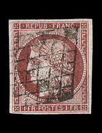 O N°6B - 1F Carmin Brun - Signé Pasquet/Calves - TB - 1849-1850 Cérès