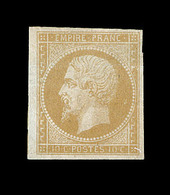 * N°13Ab - 10c Bistre Orange - 1 Filet Voisin - Signé Calves - TB - 1853-1860 Napoleon III