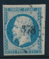 O N°15 - Filet Voisin - Obl. PC 378 - TB - 1853-1860 Napoleon III