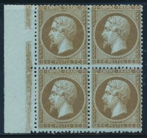 **/* N°19b - Mordoré - Bloc De 4 - BDF - 2 Ex ** - TB - 1862 Napoleon III