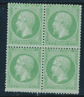 ** N°20g - Vert Jaune S/verdâtre - Bloc De 4 - Signé Margue - TB - 1862 Napoleon III