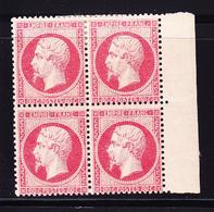 **/* N°24 - 80c Rose - Bloc De 4 - BDF - 2 Ex* Dt Un Point De Rousseur - Signé Calves - Les Autres TB - 1862 Napoleon III