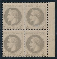 **/* N°27 - 4c Gris - Bloc De 4 - BDF - 2 Ex ** - Signé BRUN - B/TB - 1863-1870 Napoleon III Gelauwerd