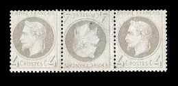 * N°27 - 4c Gris - Tête Bêche Ds Une Bde De 3 - Signé - TB - 1863-1870 Napoléon III Lauré