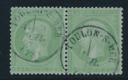 O N°35 - 5c Vert Pâle S/bleu - Paire - Signé - TB - 1863-1870 Napoléon III Lauré