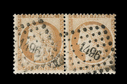 O N°38f - Paire De 4 Retouchés - Obl. PC 1496 - TB - 1870 Siège De Paris