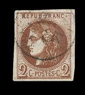 O N°40Bb - 2c Marron - R2 - TB - 1870 Emission De Bordeaux