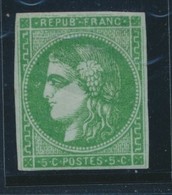 * N°42Ba  Vert Jaune Foncé - Gomme Brunâtre - Petites Marges - 1870 Emission De Bordeaux