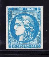 (**) N°46B - 20c Bleu - Type III - R2 - Signé Calves - TB - 1870 Emission De Bordeaux
