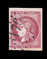 O N°49 - 80c Rose - Obl. GC 1176 - TB/SUP - 1870 Emission De Bordeaux