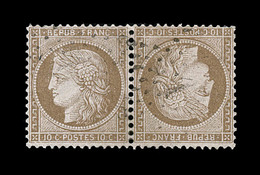 O N°58c - 10c Brun S/rose - Paire - Tête Bêche - Signé Brun/Miro - TB - 1871-1875 Cérès