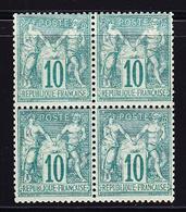 ** N°65 - 10c Vert - Bloc De 4 - TB - 1876-1878 Sage (Type I)