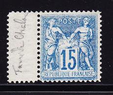 ** N°90 - 15c Bleu - FAUX De Châlons - TB - 1876-1878 Sage (Type I)