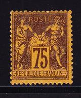 * N°99 - 75c Violet Noir S/jaune - TB - 1876-1878 Sage (Type I)