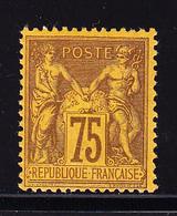 * N°99 - 75c Violet Noir S/jaune - Comme ** - TB - 1876-1878 Sage (Type I)