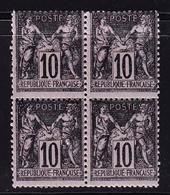 ** N°103 - 10c Noir S/lilas - Bloc De 4 - TB - 1876-1878 Sage (Type I)