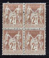 ** N°105 - 2F Bistre S/azuré - Bloc De 4 - Bon Centrage - TB - 1876-1878 Sage (Type I)