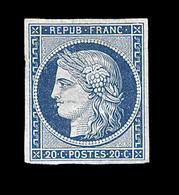 (*) N°8 - 20c Bleu Foncé - Papier Mince - Clair - Neufs