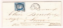 LAC N°4a - Bleu - Obl. Grille (1 Filet Biseau) - 1 Filet Voisin + T15 PARIS DS2 - 17/12/51 - TB - 1849-1876: Klassieke Periode