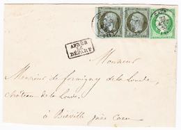 L N°11, 12 - Tarif à 7 Centimes - Pr Imprimé - 23/8/62 - Pr Bieville Près De Caen - B - 1849-1876: Période Classique