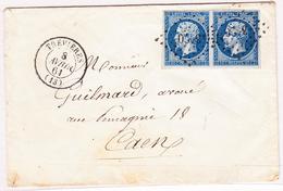 LAC N°14A - Paire - Obl. PC 3420 - T15 Trevieres - 8/4/61 - Pr Caen - TB - 1849-1876: Klassieke Periode