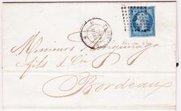 LAC N°14Ac - Bleu S/lilas - Obl. Bur "C" - 24 Mars 58 - Pr Bordeaux - TB - 1849-1876: Klassieke Periode