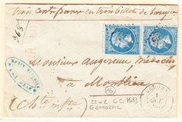 L N°22 X 2 - S/L "CHARGE" Avec Valeurs - Obl GC 1633 - Càd Gemozac 1866 - Pr Monthieu - TB - 1849-1876: Période Classique