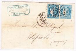 LAC N°45C X 2 Nuances - Obl GC 55 - Obl ALBI - 11/03/71 - Pr Villefranche - TB - 1849-1876: Période Classique