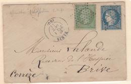 L AFFRANCHISSEMENT SEPTEMBRE 1871 N°20, 37 - Obl. Étoile Muette + Paris Levée 5 - 1/10/1871 - Pr Brive - B/TB - 1849-1876: Période Classique