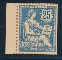(*) N°127 - 25c Bleu - ND S/bristol Dentelure Figurée - Petit BDF - TB - 1900-02 Mouchon