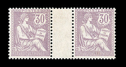 ** N°128 - 30c Violet - Paire Avec Pont - Charn. S/Interpanneau - TB - 1900-02 Mouchon
