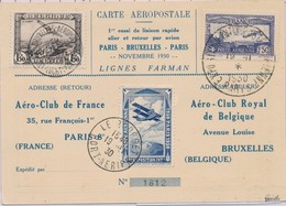 CP N°6c - Obl. Grd Cachet Expo PARIS 19/11/1930 - S/carte Aéropostale + T. Belge - Obl. Bruxelles - TB - 1927-1959 Neufs