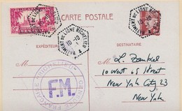 EP N°3 - Obl. Hexag. Batiment De Ligne Richelieu - 10/10/43 +  Sénégal N°15 - 1F25 Rouge + Censure - TB - Militaire Luchtpost