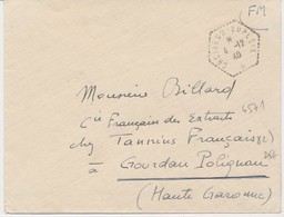 L Pli En Franchise - Càd Hexag. "Croiseur DUPLEIX" - 4/12/1940 - TB - Maritieme Post